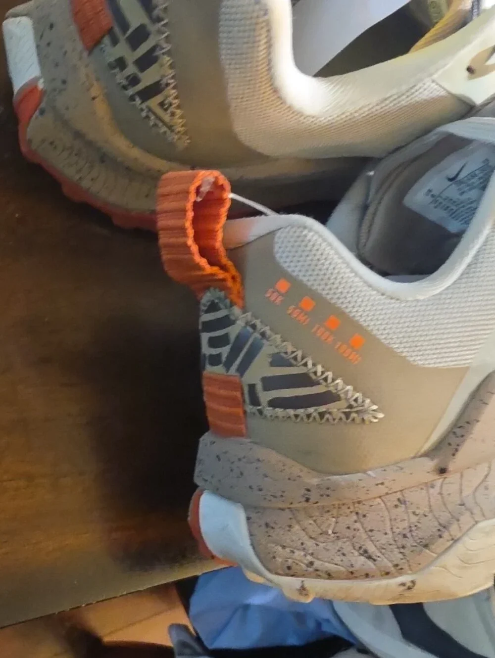 Nike Beige and Brown Trail Running Sneakers with Yellow Accent